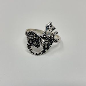 2 cat sterling silver ring 925 with zirconia for women